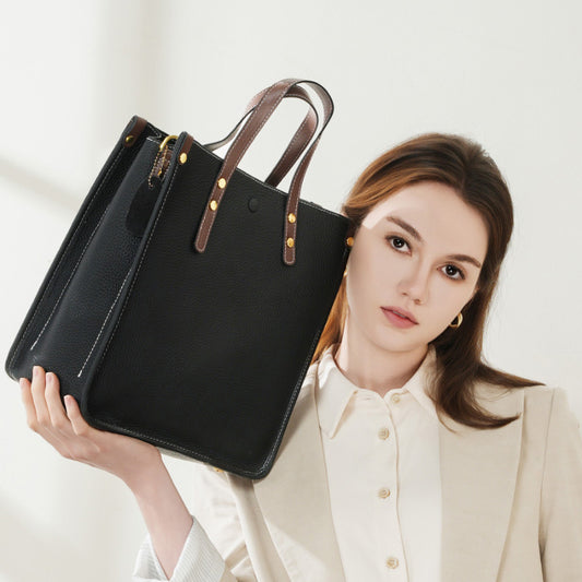 Leather Vertical First Layer Cowhide Commuter Handbags
