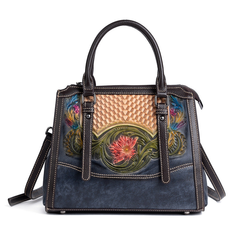 Women's Embossed Fashion Elegant Brushed Top Layer Shoulder Bags