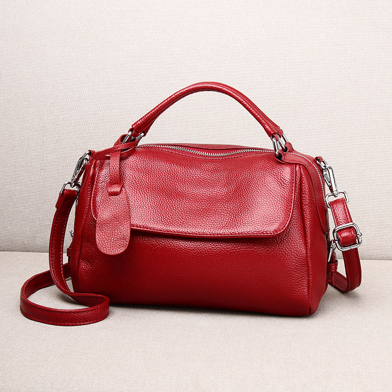 Women's Genuine Leather Portable Litchi Pattern First Handbags