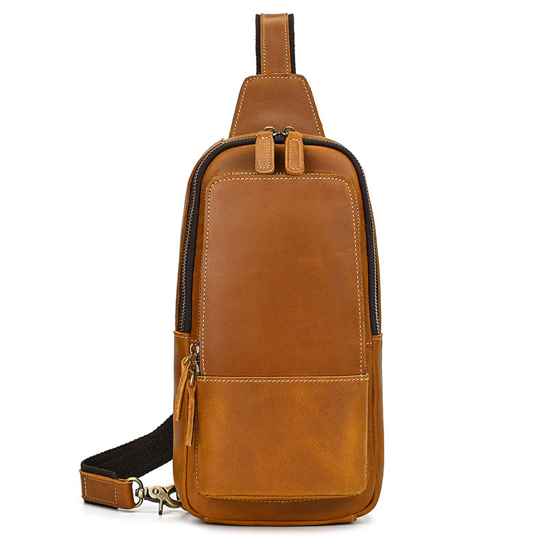 Men's Genuine Leather Retro Crazy Horse Cowhide Men's Chest Bags