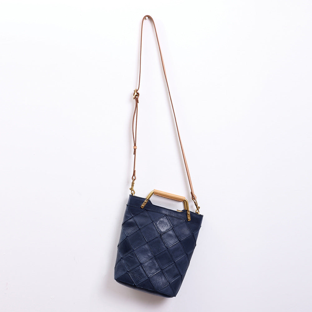 Women's Fashion Genuine Leather Retro Patchwork Crossbody Bags