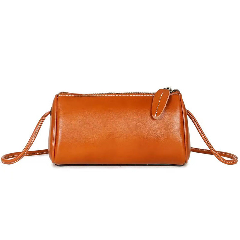 Vegetable Tanning Leather Round Retro One High-grade Crossbody Bags
