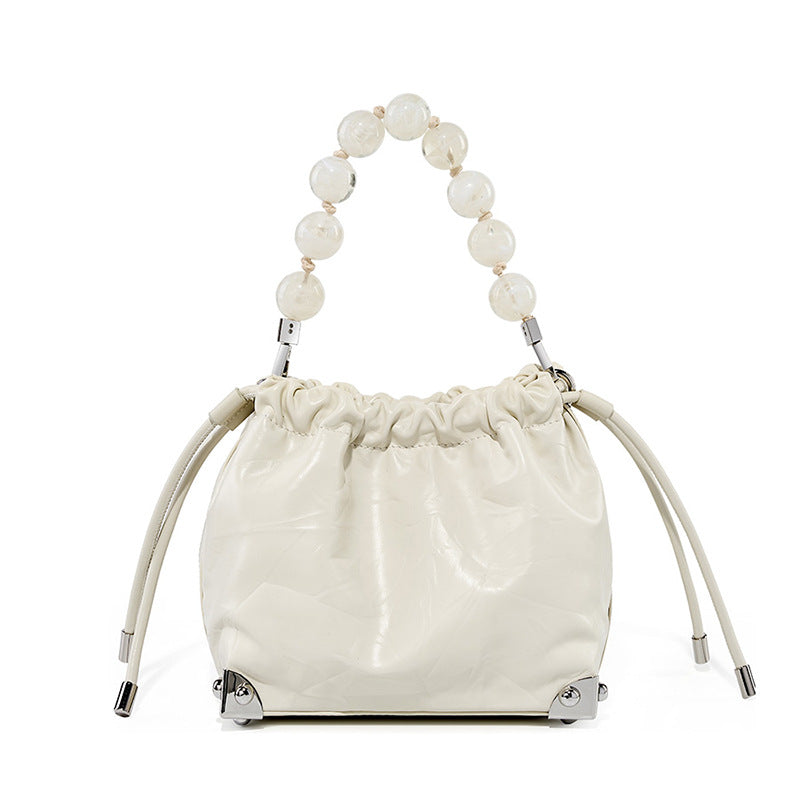 Women's Style Beaded First Layer Cowhide Hand-held Flower Crossbody Bags