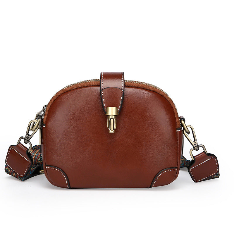 Women's First Layer Cowhide Korean Retro Pure Shoulder Bags