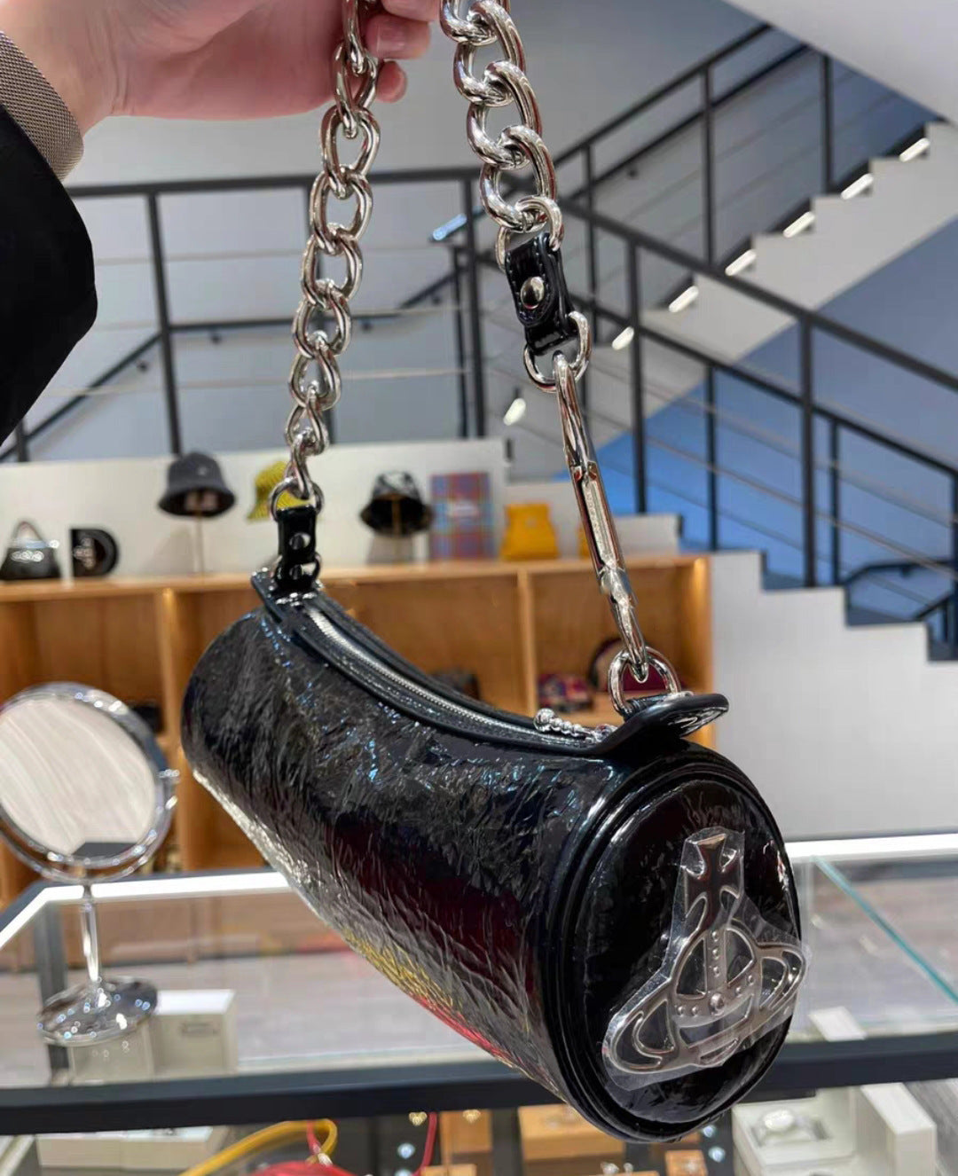 Elegant Thick Chain Black Sier One Crossbody Bags