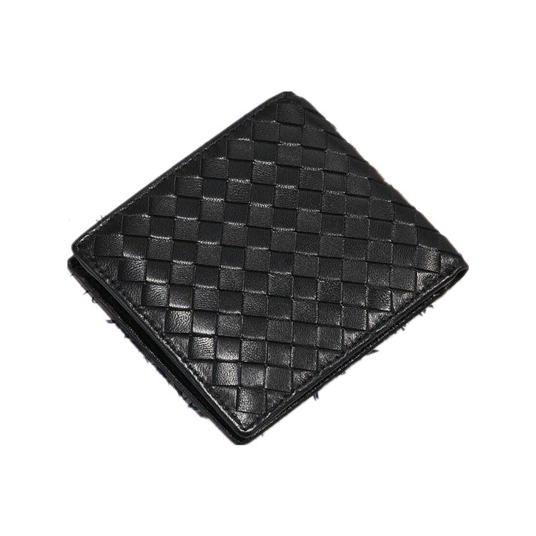 Men's Genuine Leather Sheepskin Hand-woven Clamp Business Card Holder