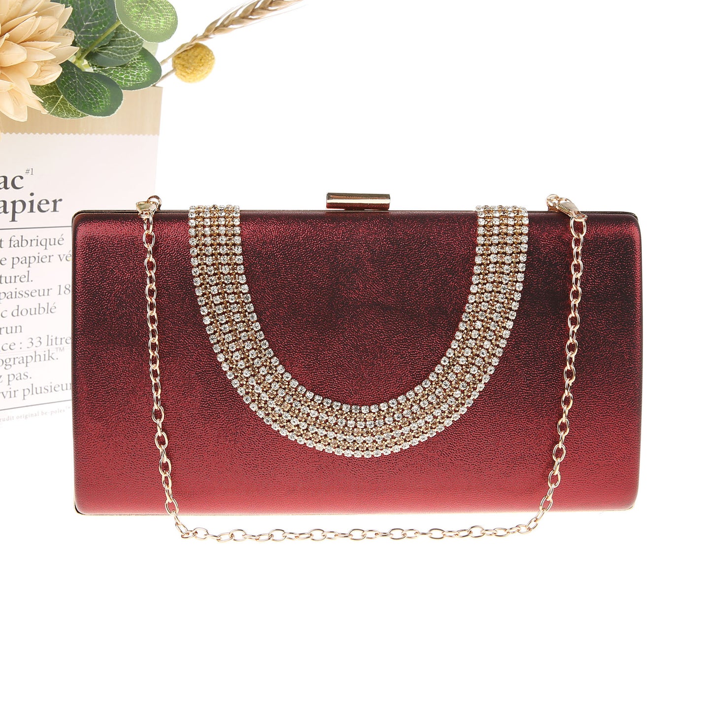 Elegant Long U-shaped Rhinestone Simple Banquet Handbags