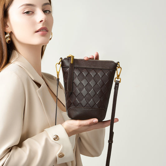 Women's Genuine Leather Design Sense Niche Vertical Crossbody Bags