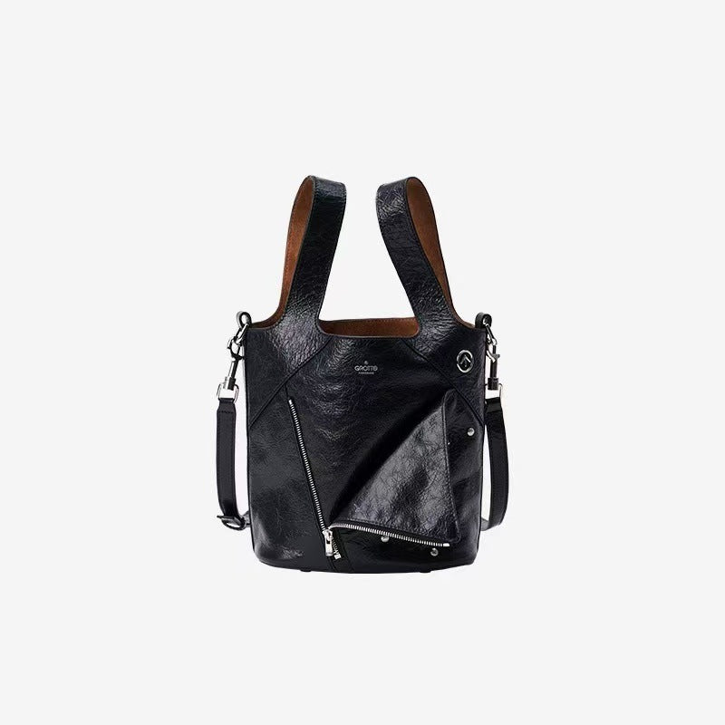 Lapel Retro Easy Matching Genuine Leather Crossbody Bags