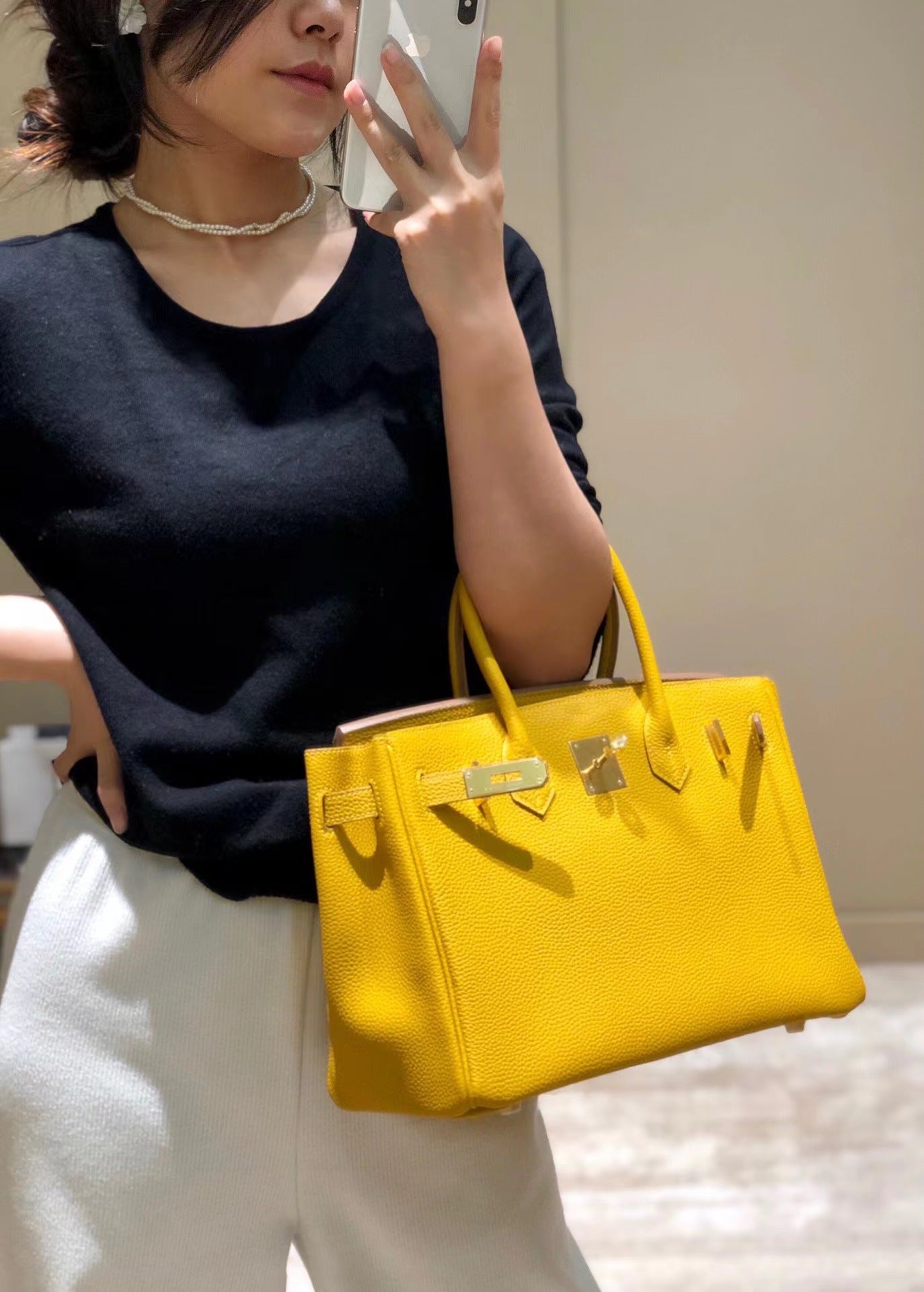 Women's Quality Genuine Leather Litchi Grain Kelly Handbags