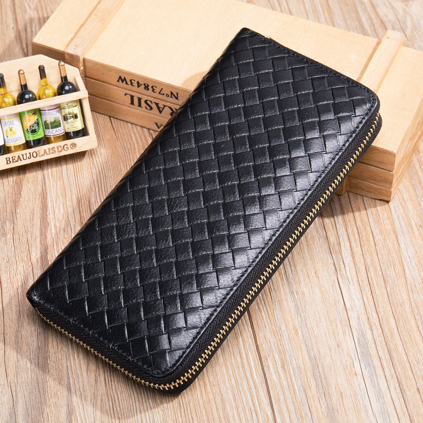 Men's Leather Korean Woven Top Layer Cowhide Men's Wallets