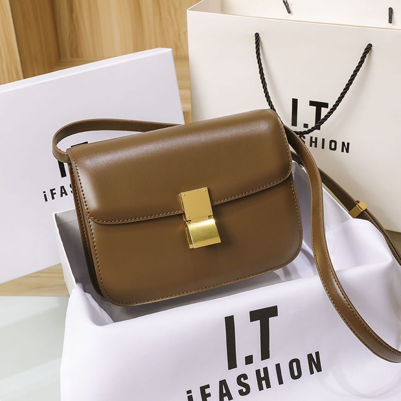 New Women's Genuine Leather Tofu Fashionable Shoulder Bags