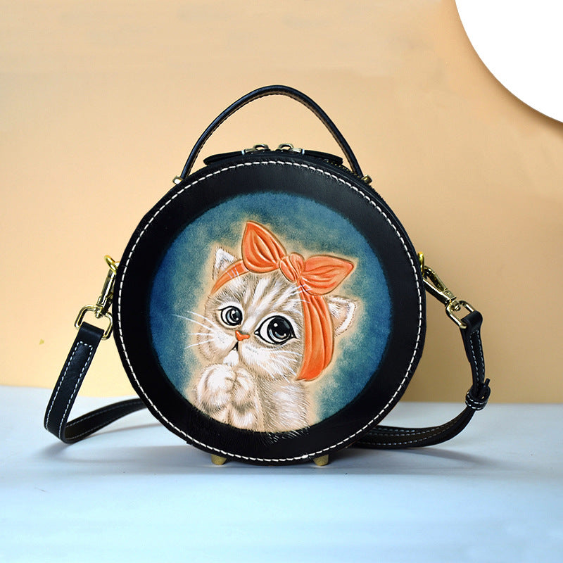 Women's Leatherworker Summer Round Design Sense Niche Crossbody Bags