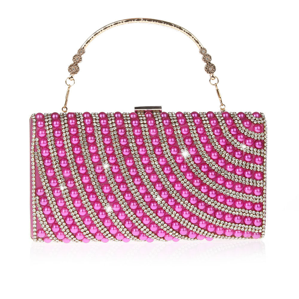 Elegant Imitation Pearl Rhinestone Clutch Banquet Evening Bags