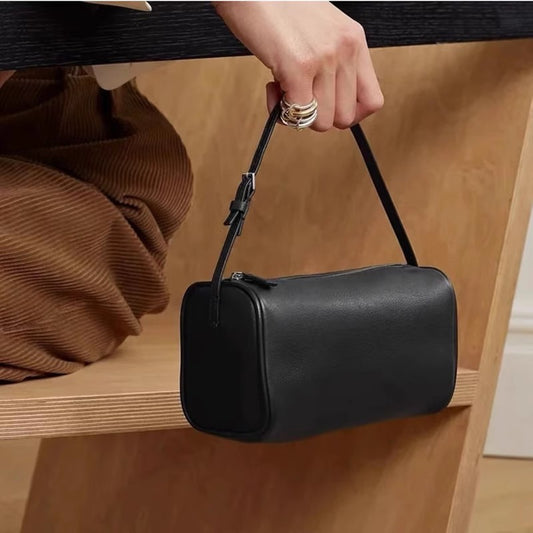 Round High Sense Mini Cowhide One Handbags
