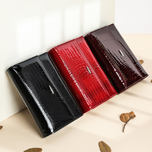 Women's Russian Leather Patent Multiple Slots Fashion Purses