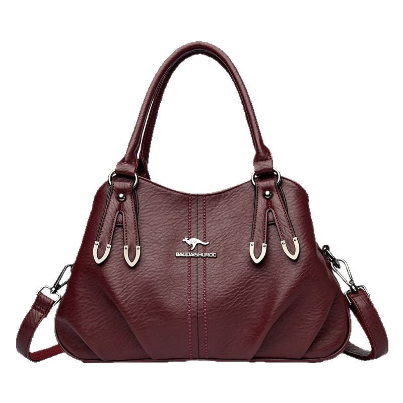 New Women's Luxury Soft Leather Solid Handbags