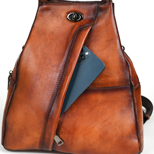 First Layer Cowhide Retro Style Brushed Large Backpacks