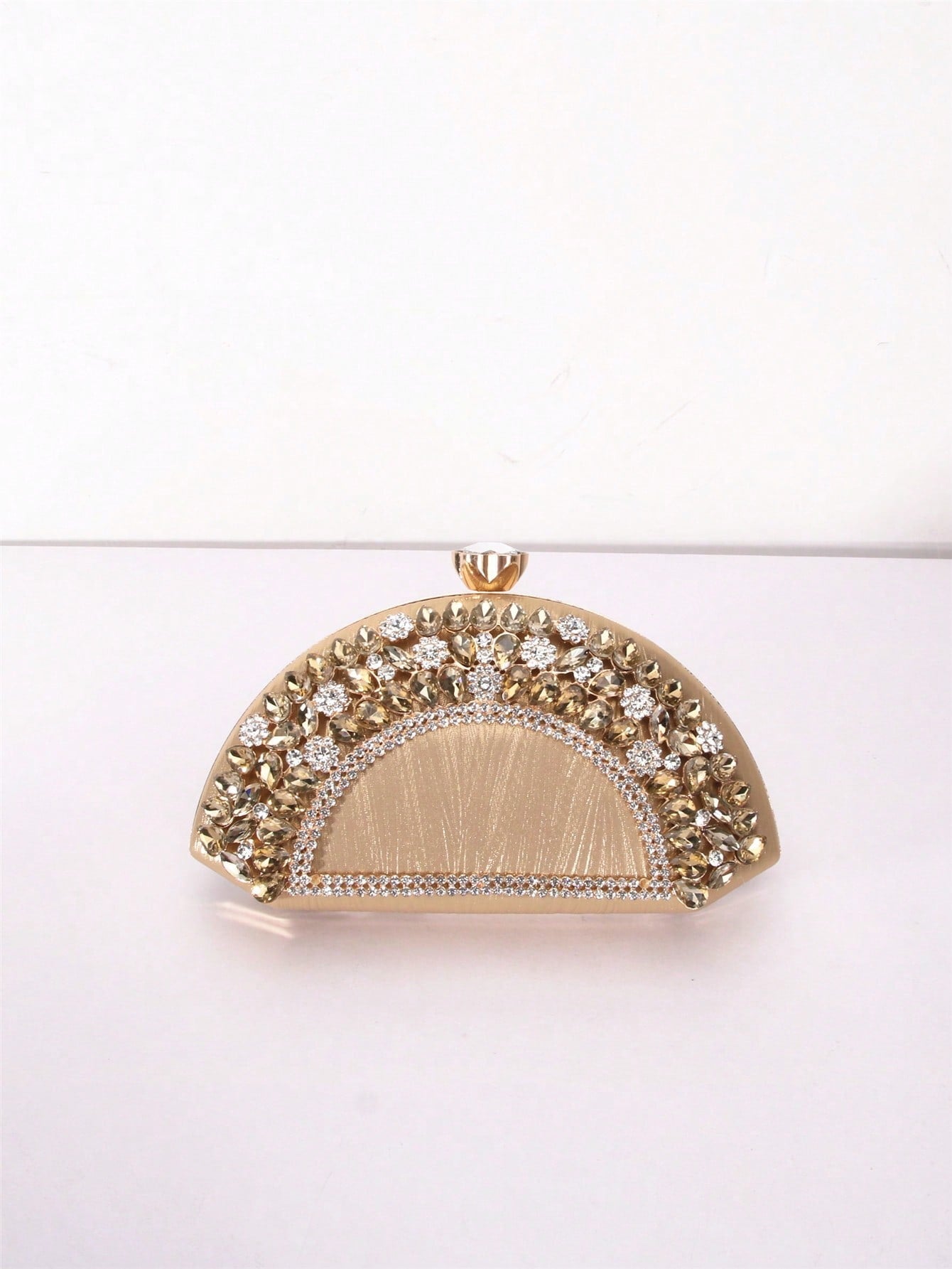 Fan-shaped Rhinestone Alloy Clipped Button Fashion Evening Bags