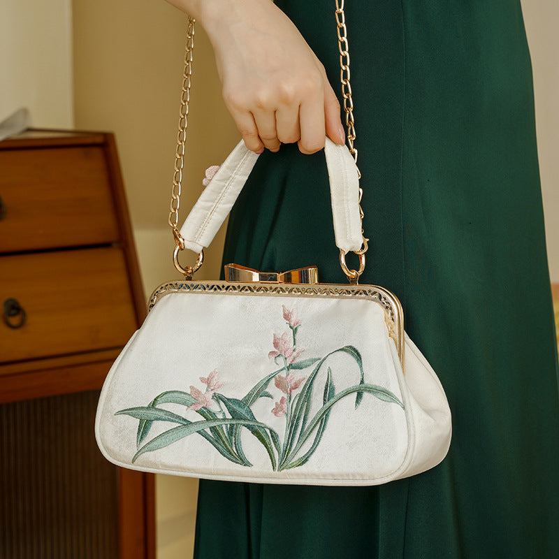 Trendy Embroidered Chinese Style Cheongsam Orchid Handbags