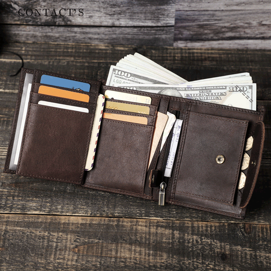Men's Man Retro Crazy Horse Vertical Twee Men's Wallets