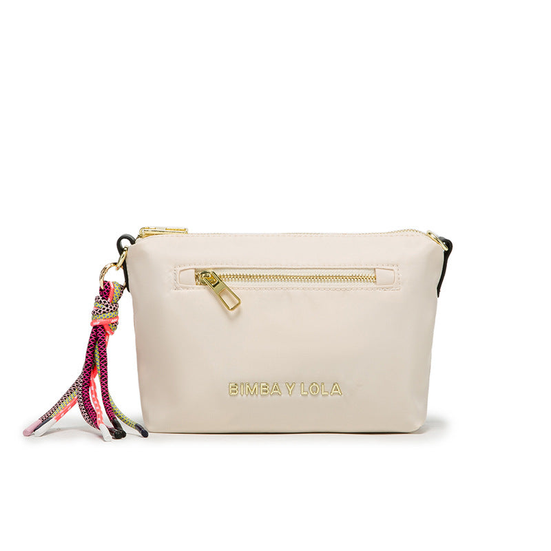 Women's Spanish Color Lanyard Letter Metal Zipper Shoulder Bags
