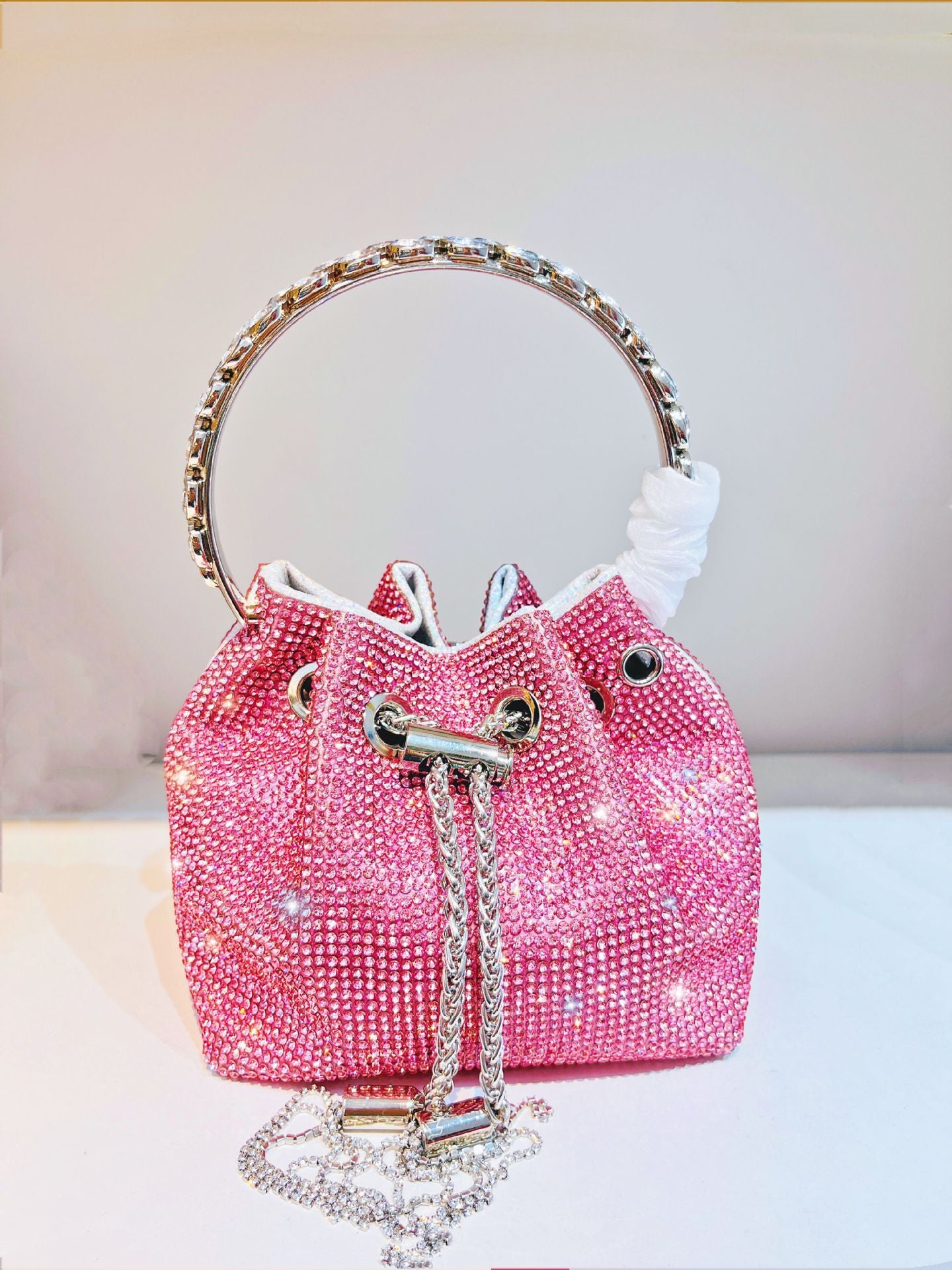 New Rhinestone Metal Clutch Tassel Chain Shoulder Bags