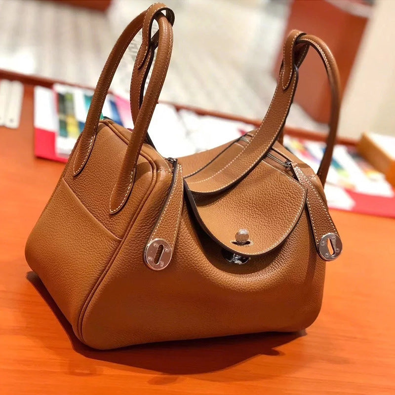 Women's First Layer Cowhide Lychee Pattern Lindy Shoulder Bags