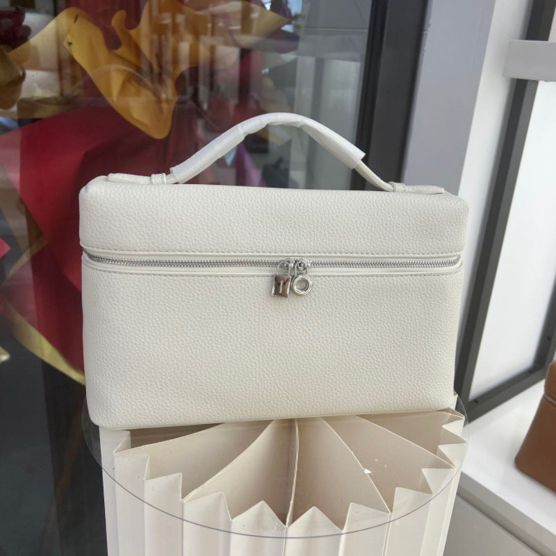 Women's Box Kelly Litchi Pattern Cowhide Portable Handbags