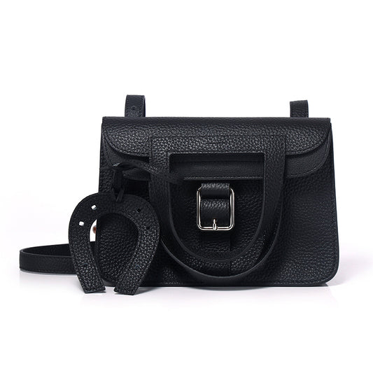 Women's One Hand Top Layer Cowhide Lychee Pattern Crossbody Bags