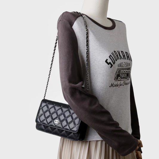 Caviar Genuine Leather Rhombic Fashion Cattlehide Bags