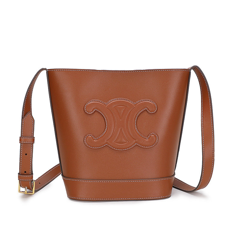Capacity Arc Genuine Leather Graceful Fashionable Shoulder Bags