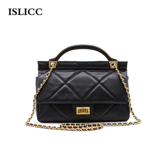 Women's Top Layer Cowhide Style Chain Large Crossbody Bags
