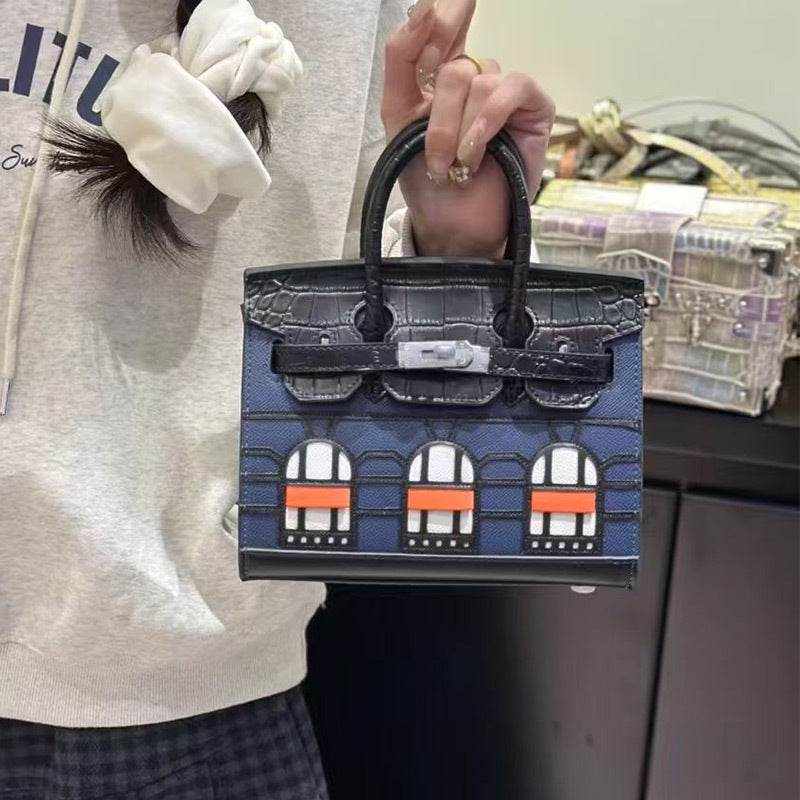 Women's House High-grade Exquisite Color Matching Design Crossbody Bags