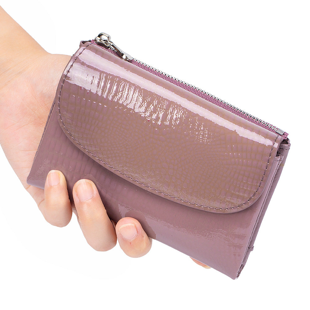 Women's Leather Textured Short Fashion Patent Clutch Ladies Wallets