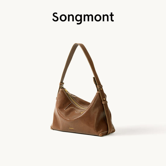 Women's Series Under The Mountain Shallow Carpetbag Vegetable Tanning Leather Armpit Bags