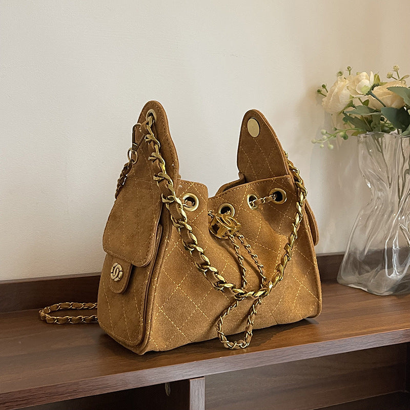 Women's Fashionable Underarm High-grade Retro Deerskin Veet Bags