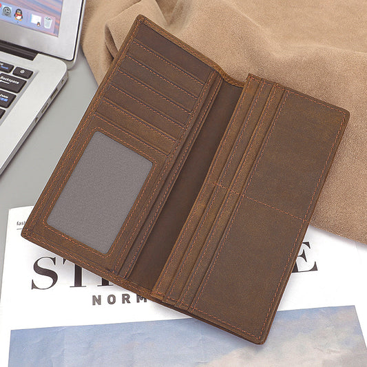 For Man Crazy Horse Long Multiple Men's Wallets