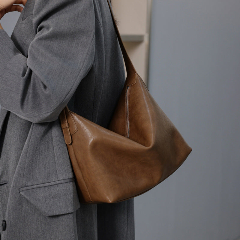 Women's Genuine Leather Cowhide Retro Commuter Underarm Shoulder Bags