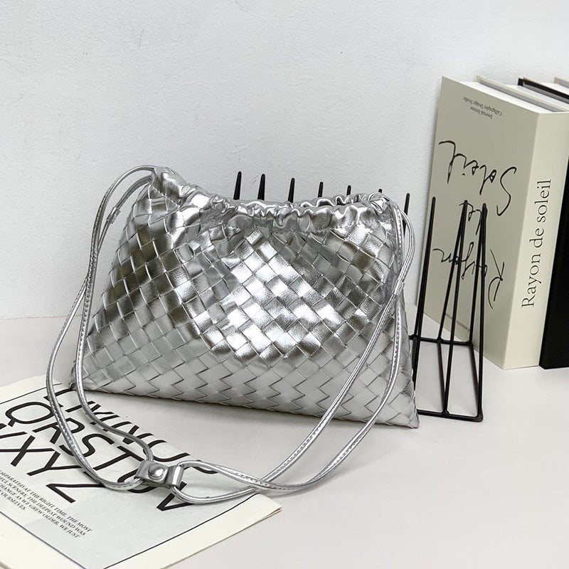 Women's Leather Woven Dumpling Garbage Genuine Underarm Crossbody Bags