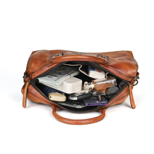 Unisex Leather Vegetable Tanned Handmade Leisure Men's Handbags