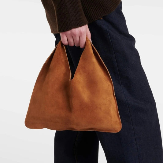Women's Suede Matte Cowhide Triangle Genuine Leather Shoulder Bags
