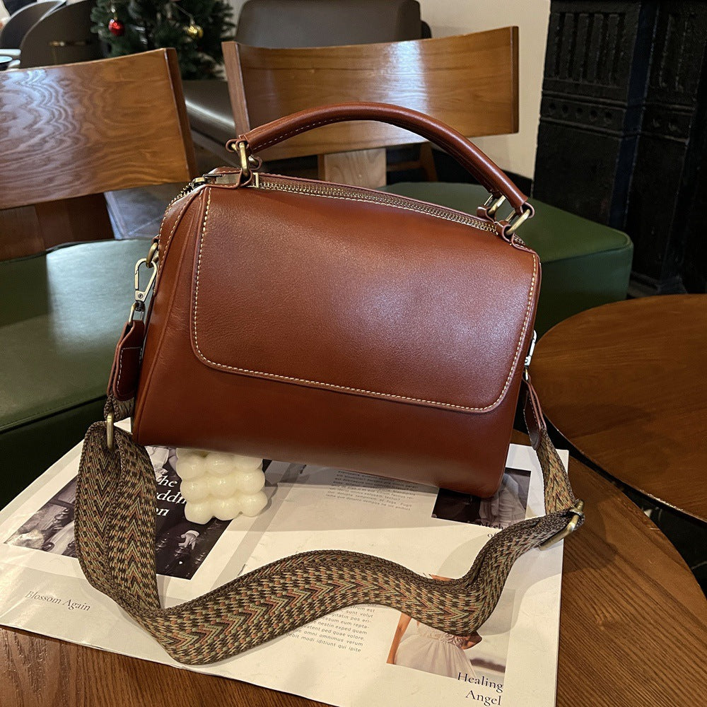 Women's Soft Leather Retro Boston Live Portable Crossbody Bags