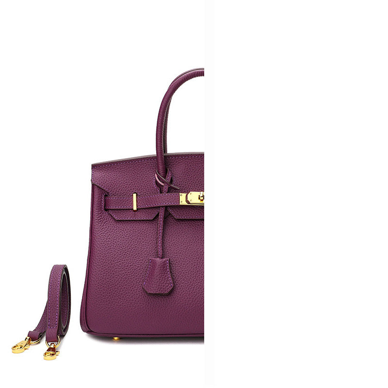 Women's Genuine Leather First Layer Cattlehide Fashion Litchi Handbags