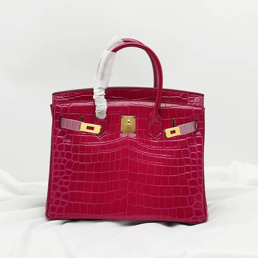 Women's Fashion Crocodile Pattern Genuine Leather Handbags