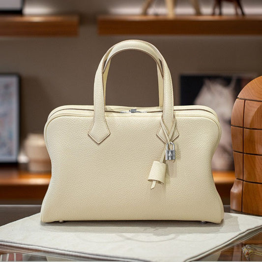 Victoria Layer Cowhide Boston Commuter Lightweight Handbags
