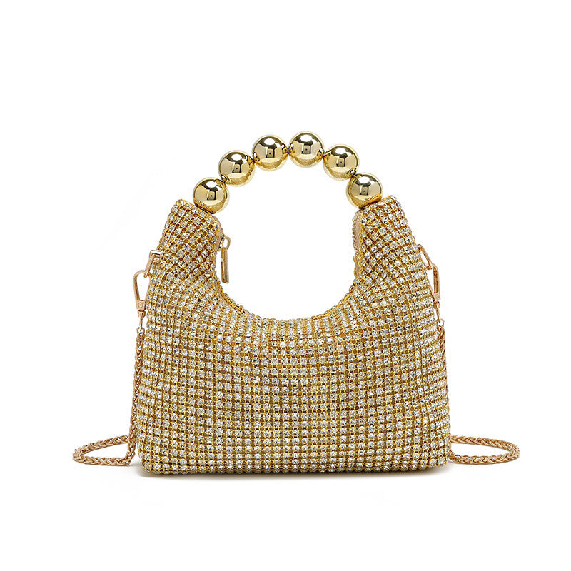 Women's Beads Clutch Chain Inlaid Brick Dinner Shoulder Bags
