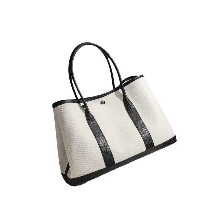Women's Stitching Top Layer Cowhide Large Capacity Contrast Color Mom Handbags