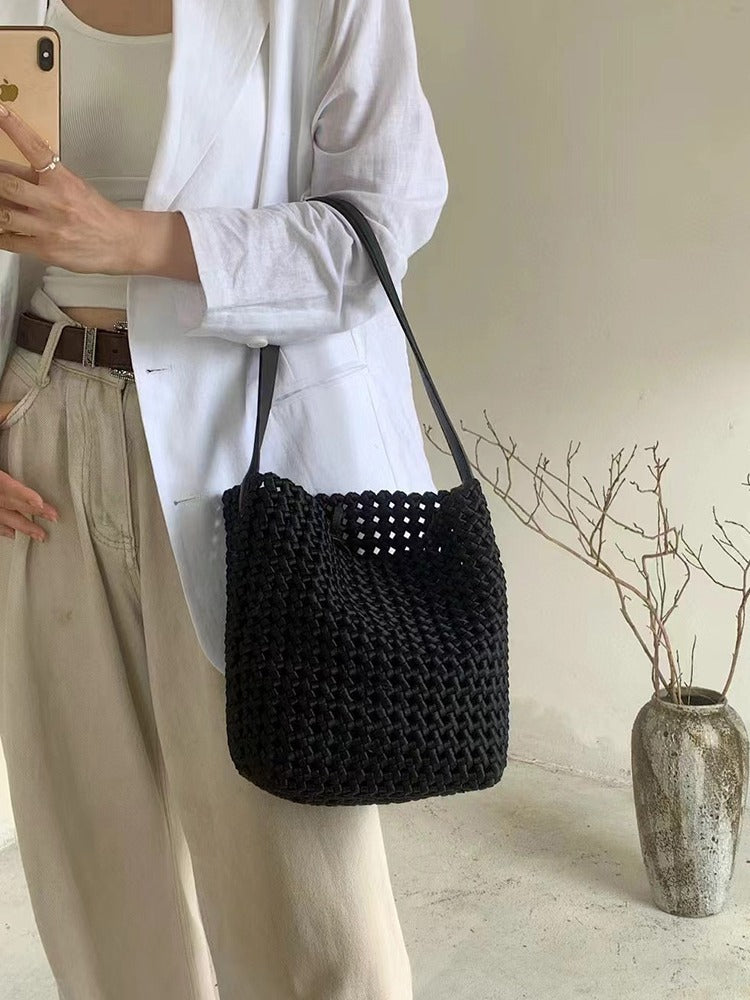 Women's Retro Hollow Woven Large Capacity Portable Shoulder Bags