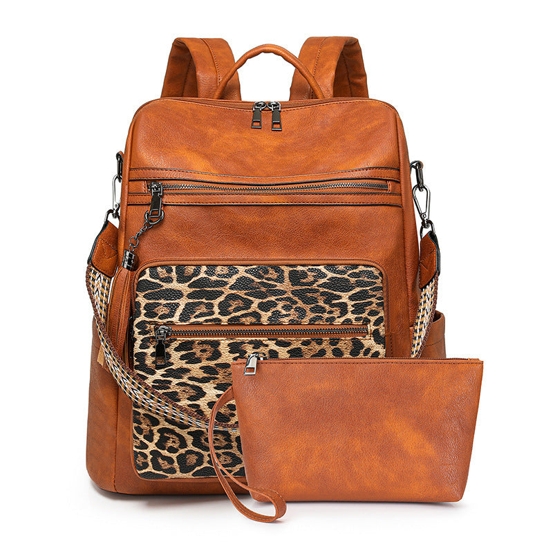 Glamorous Women's Vintage Leopard Print Fashion Backpacks